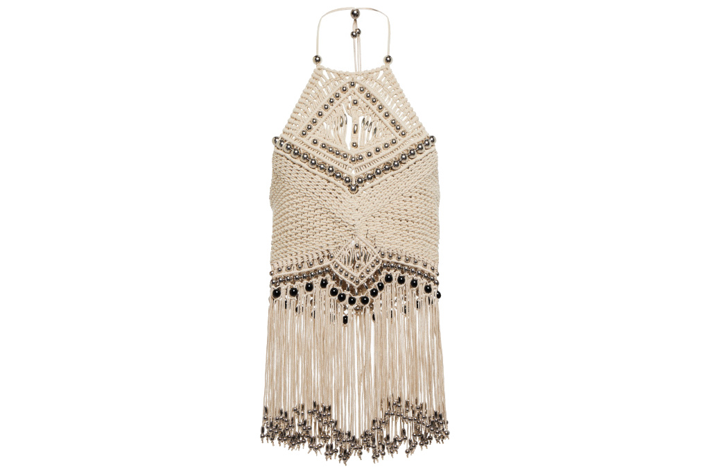 Fringed Crochet Top with Beads