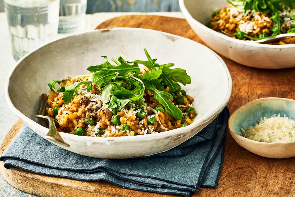 Pea and Mint Risotto with Traditional Mint Sauce