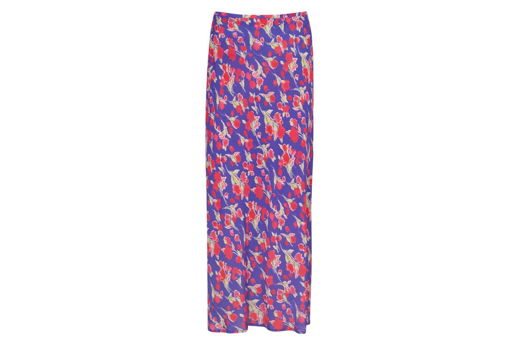 Blue and red floral skirt