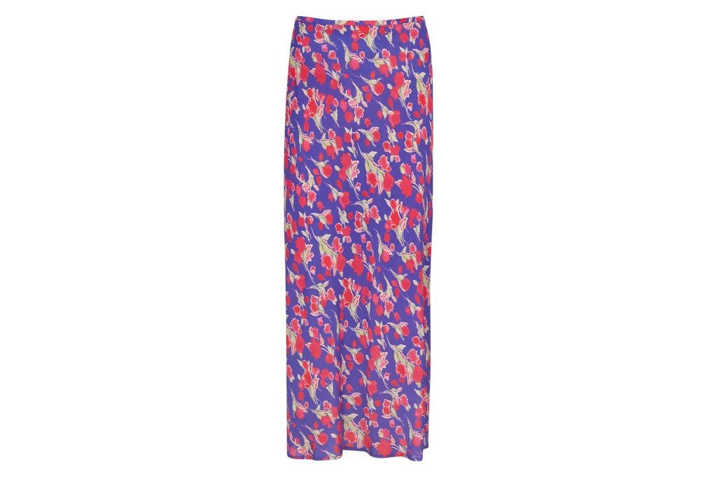 Blue and red floral skirt