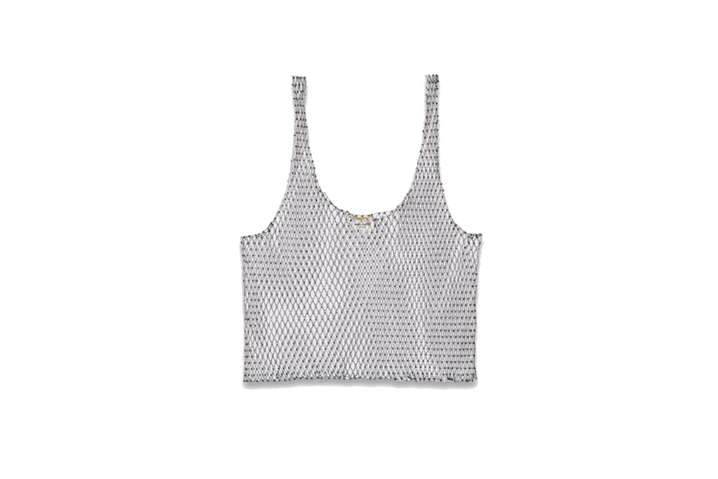 Mesh tank top with rhinestones