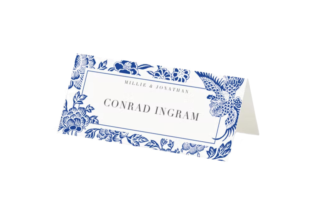 Blue floral place card