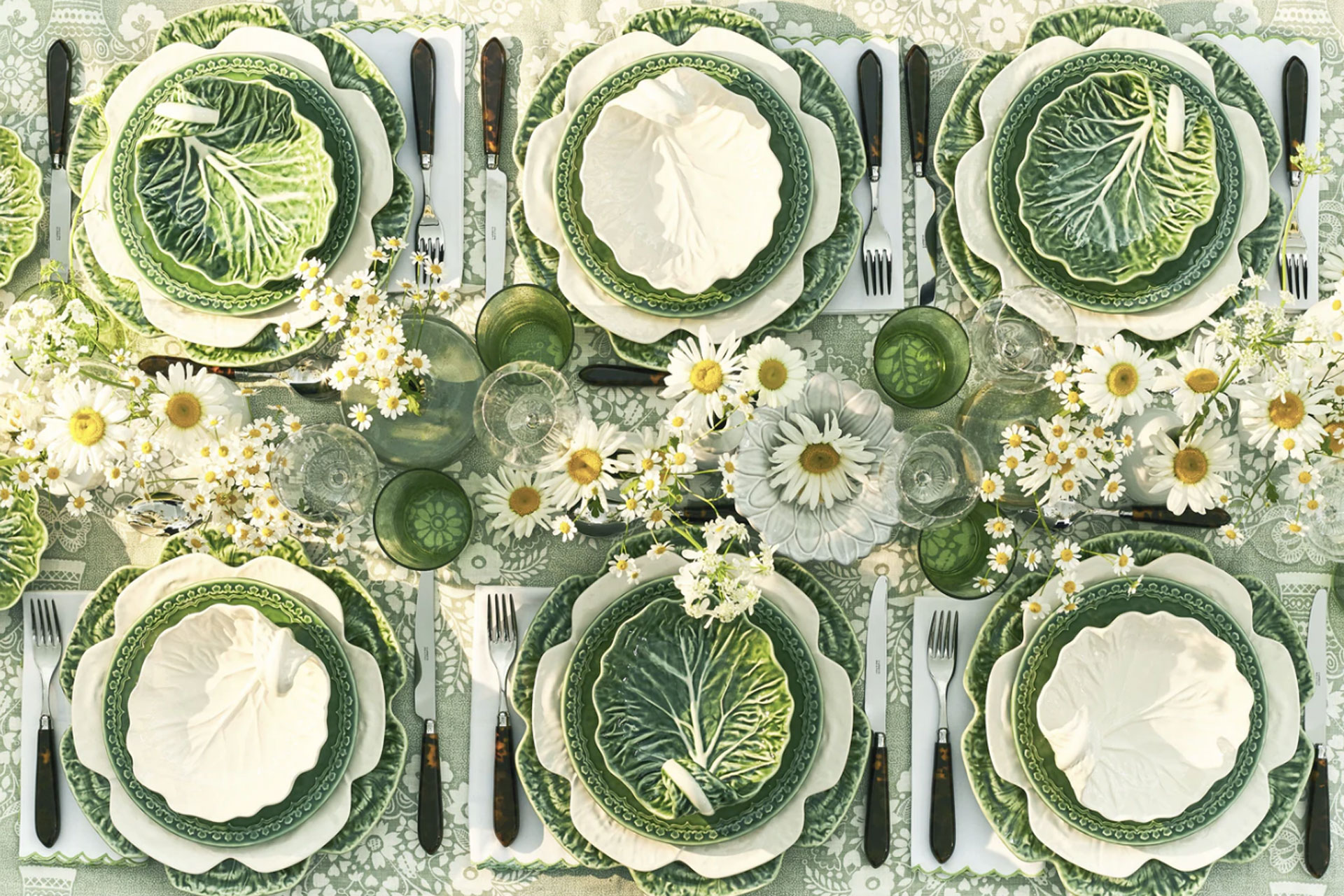 A birds eye view of a symmetrical tablescape Maison Margaux