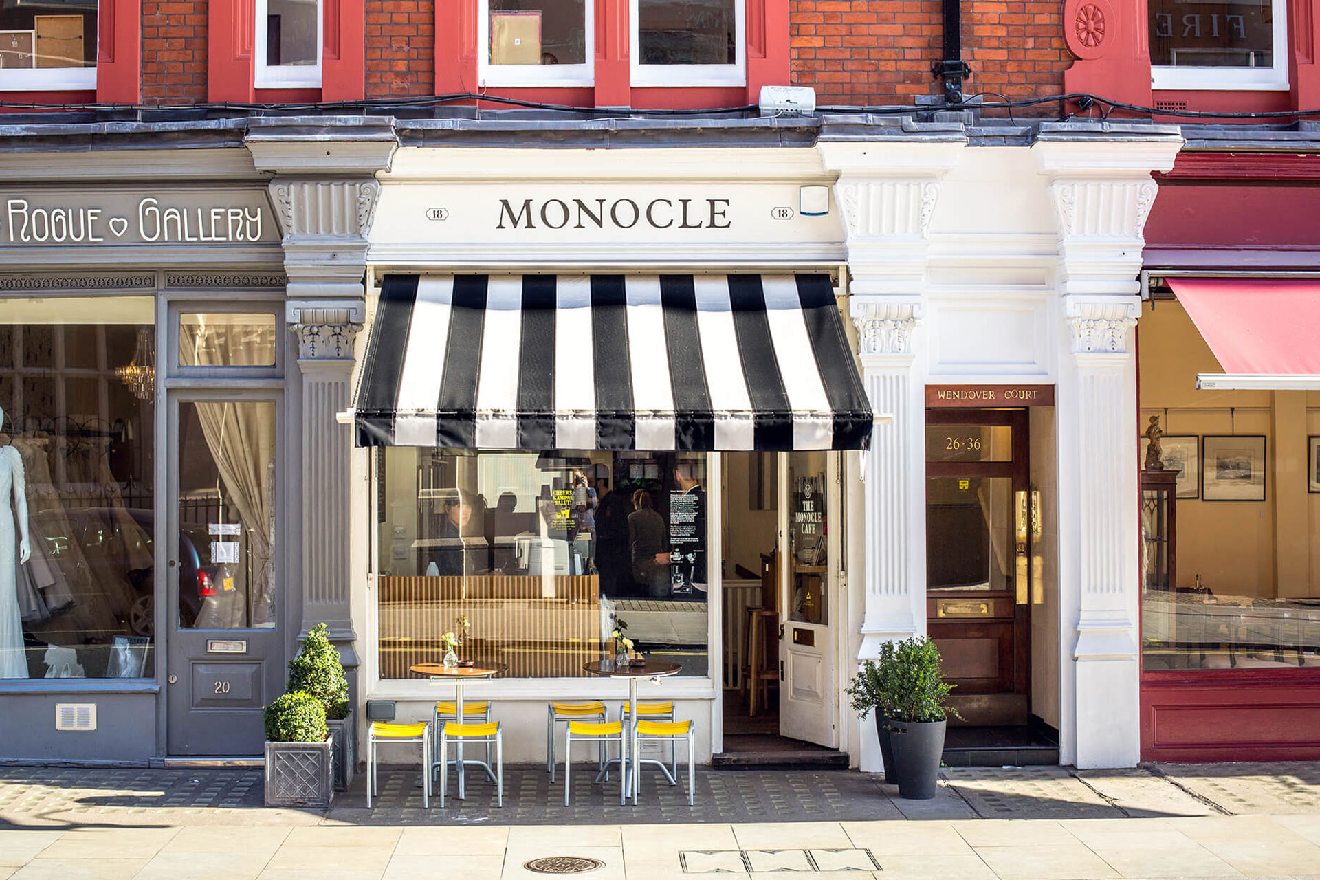Monocle Cafe facade in Marylebone