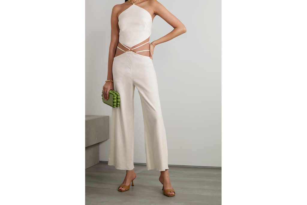 Cream wide-leg pants