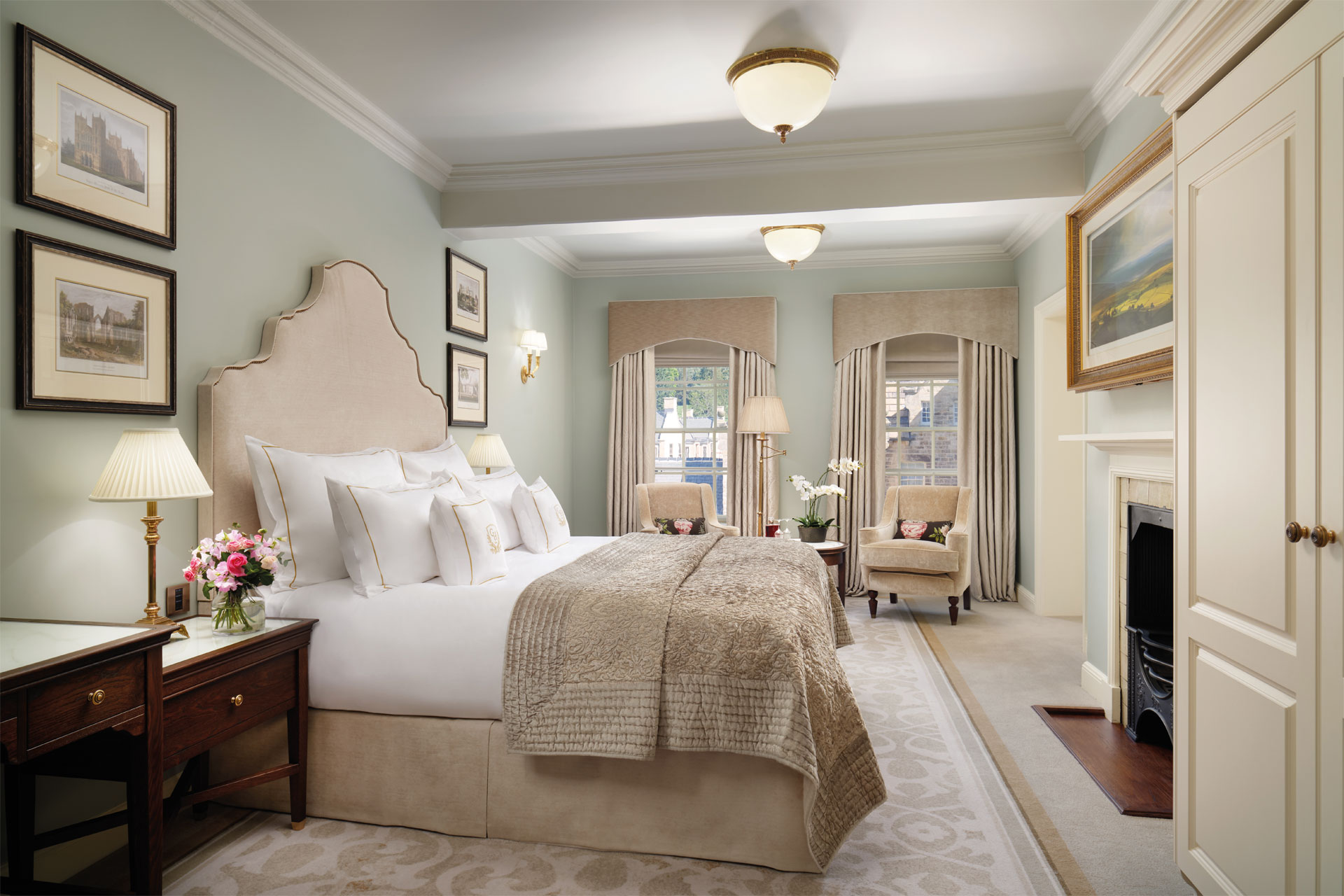 A bedroom in Grantley Hall, Ripon