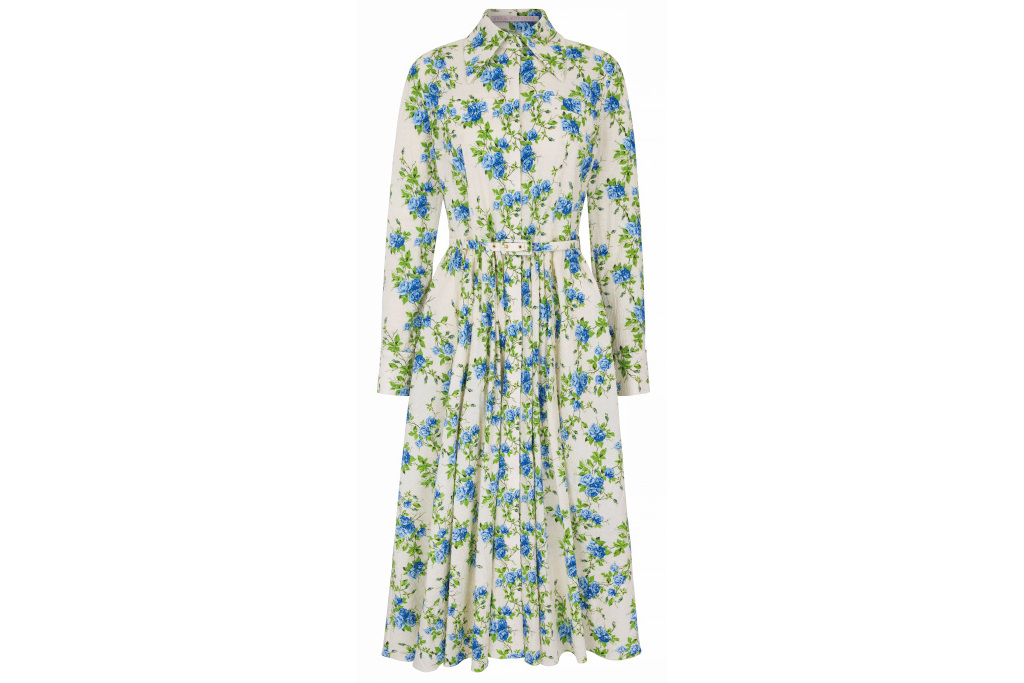 Green and blue floral dress