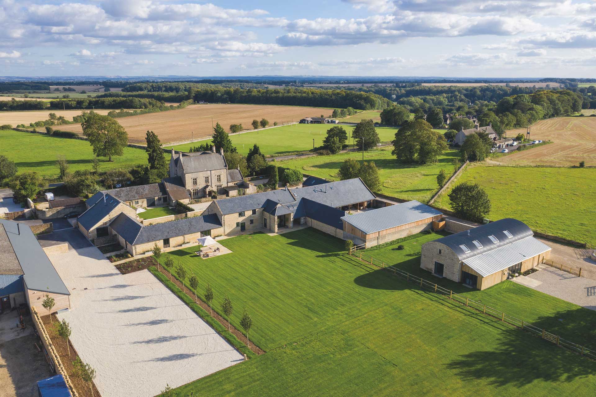 Bibury Farm Barns aerial view