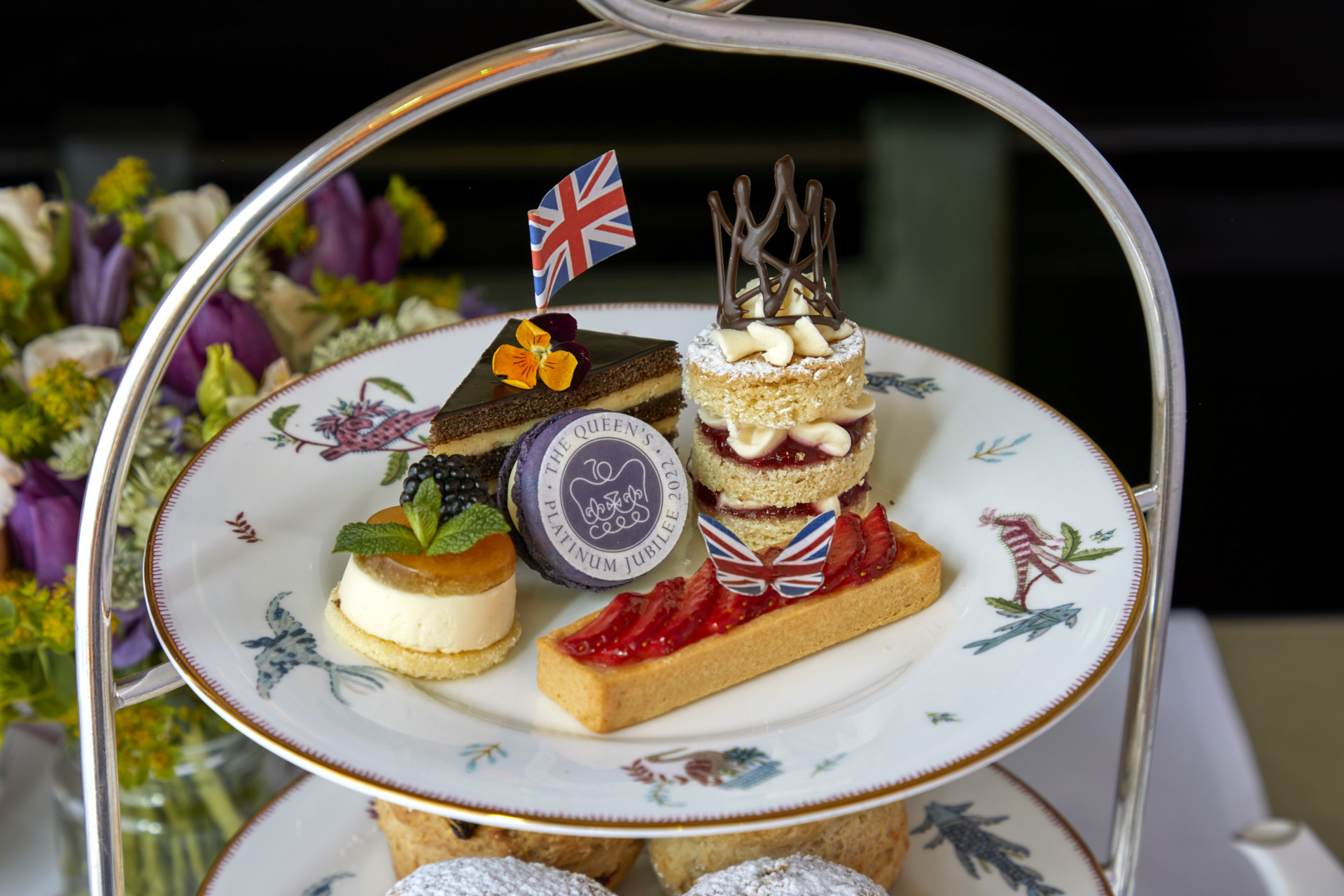 Close up on plate of cakes