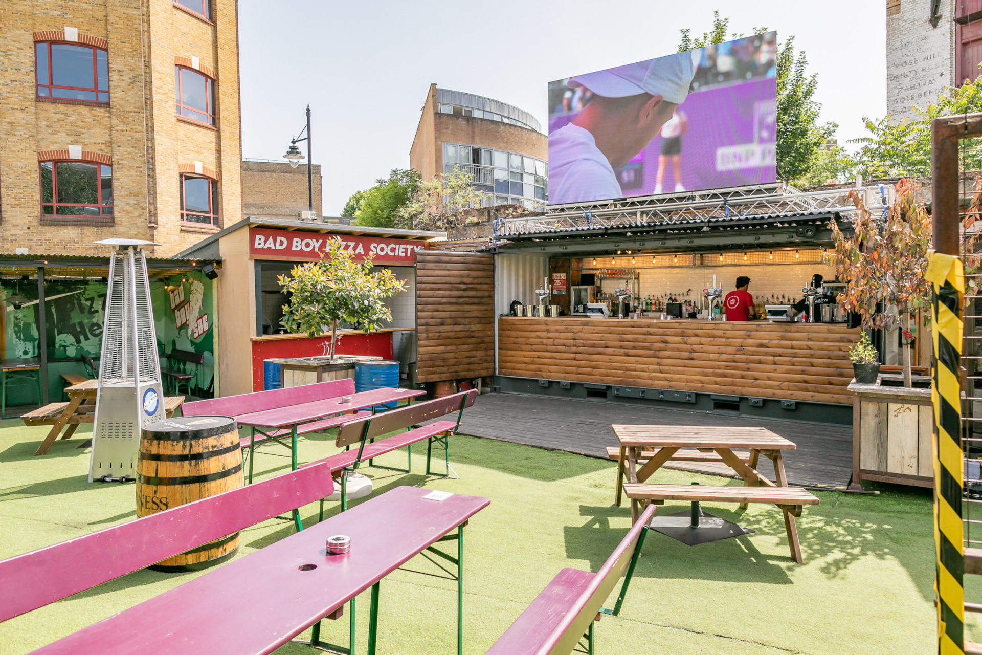 Vinegar Yard courtyard with big screen