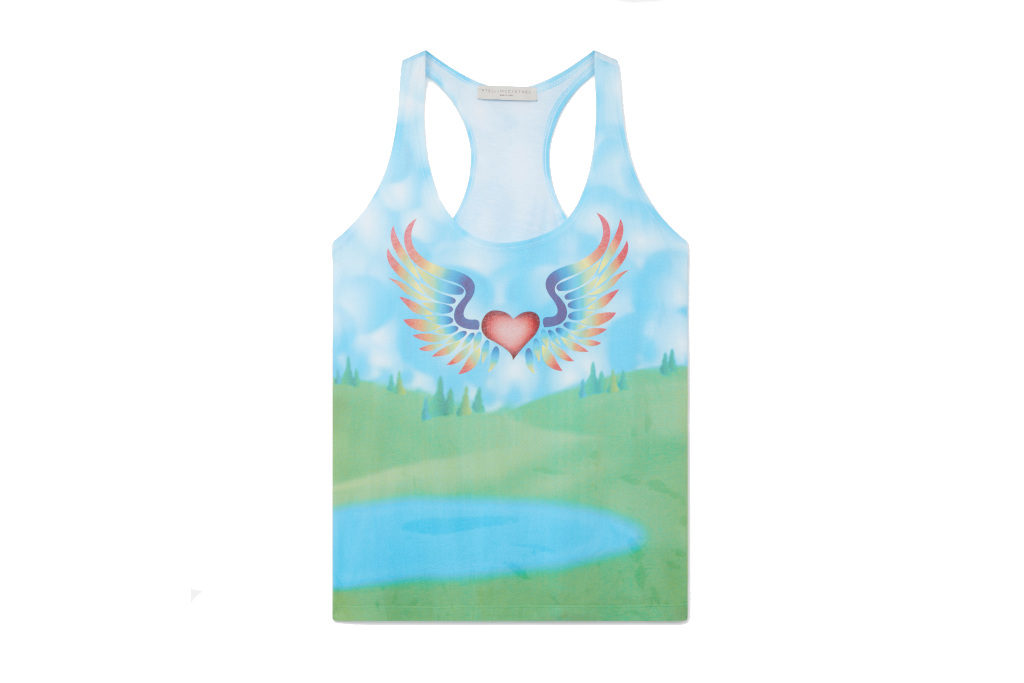 Blue vest with landscape and heart