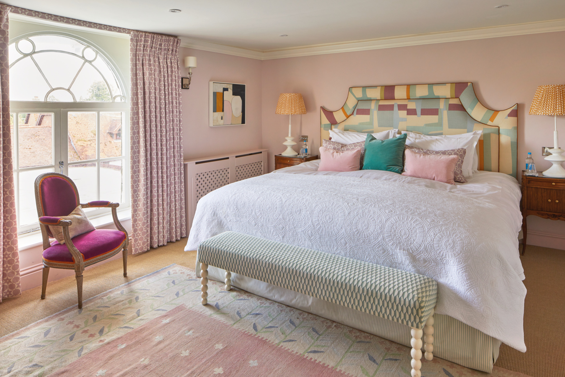 Pink hotel bedroom