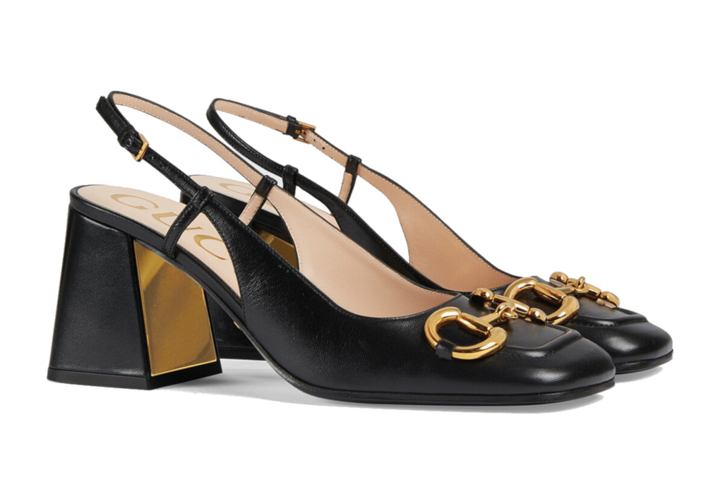 Black slingback pumps