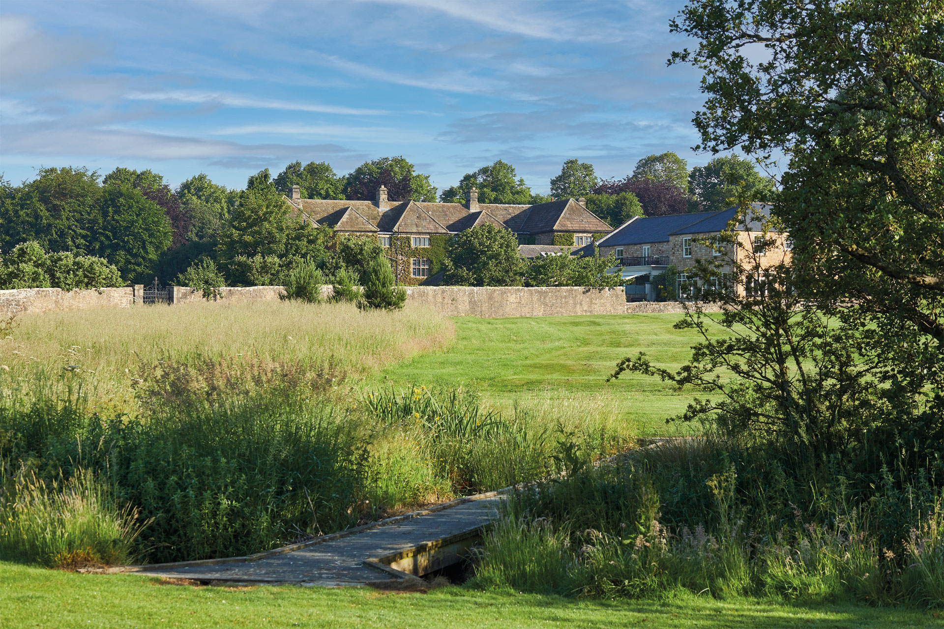 Headlam Hall seen across a field