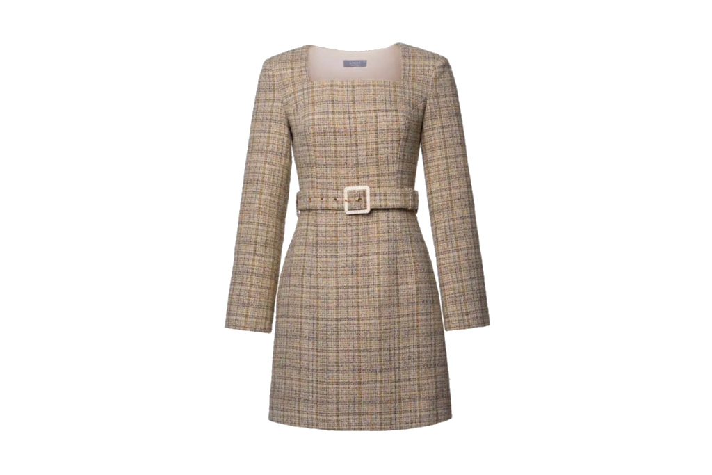 Belted Tweed Mini Dress