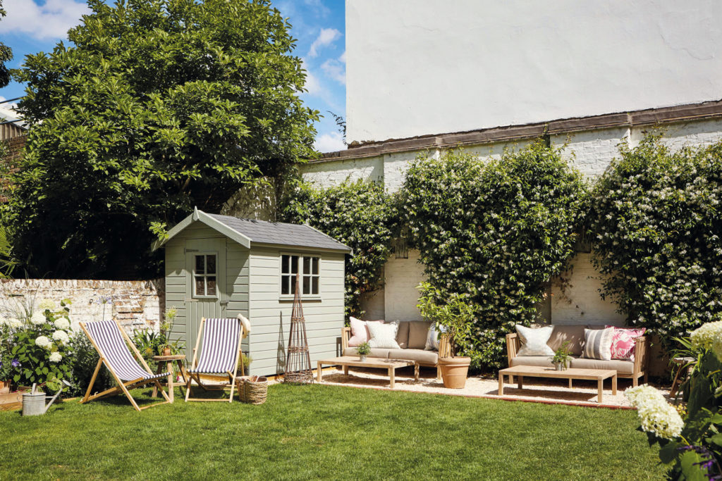 Garden with sage shed