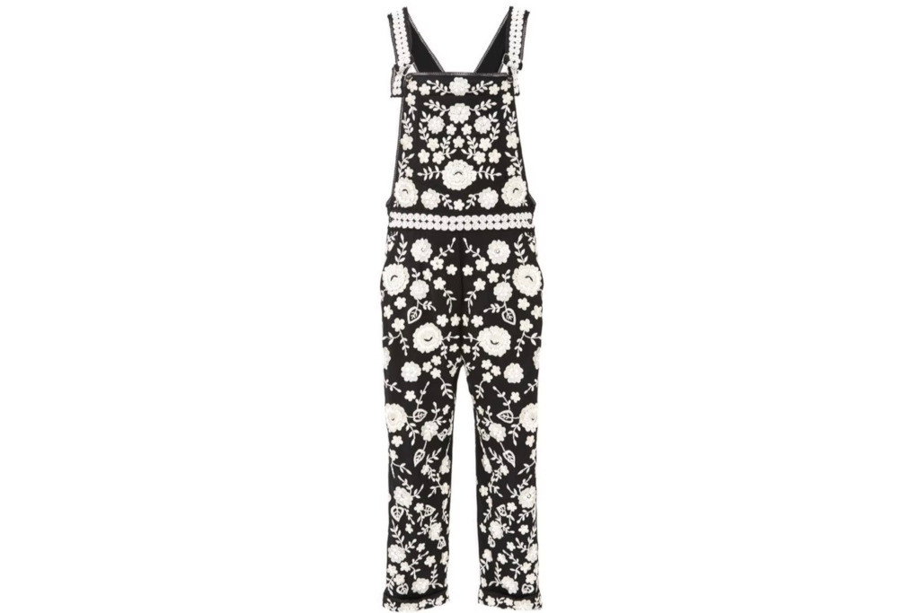 Black embroidered dungarees