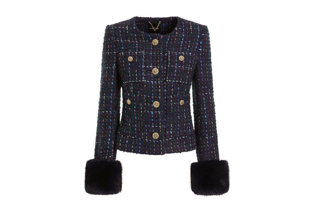 Blue jacket with fluffy cuffs