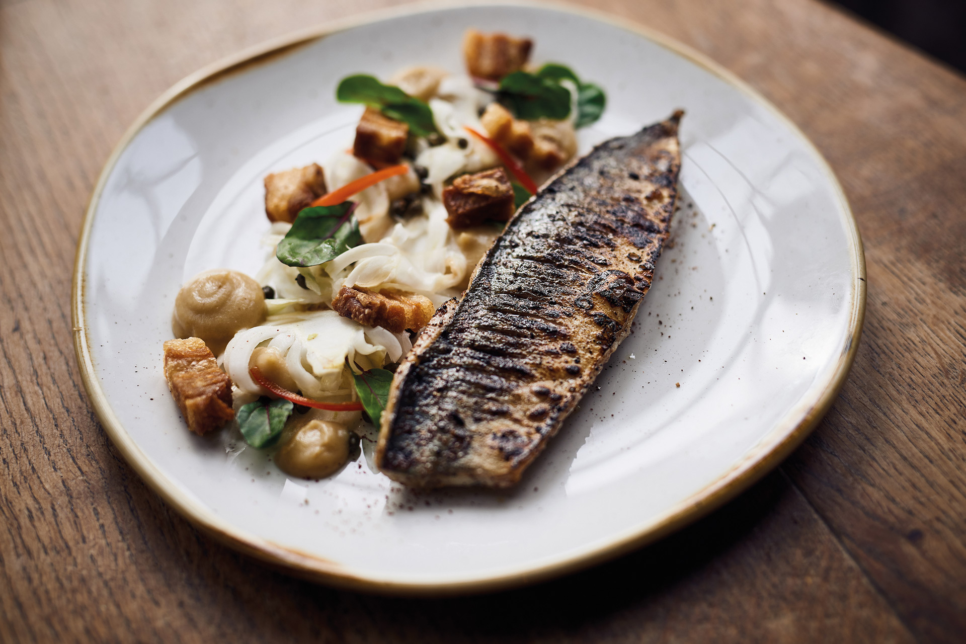 Mackerel main course at the Sun Inn.
