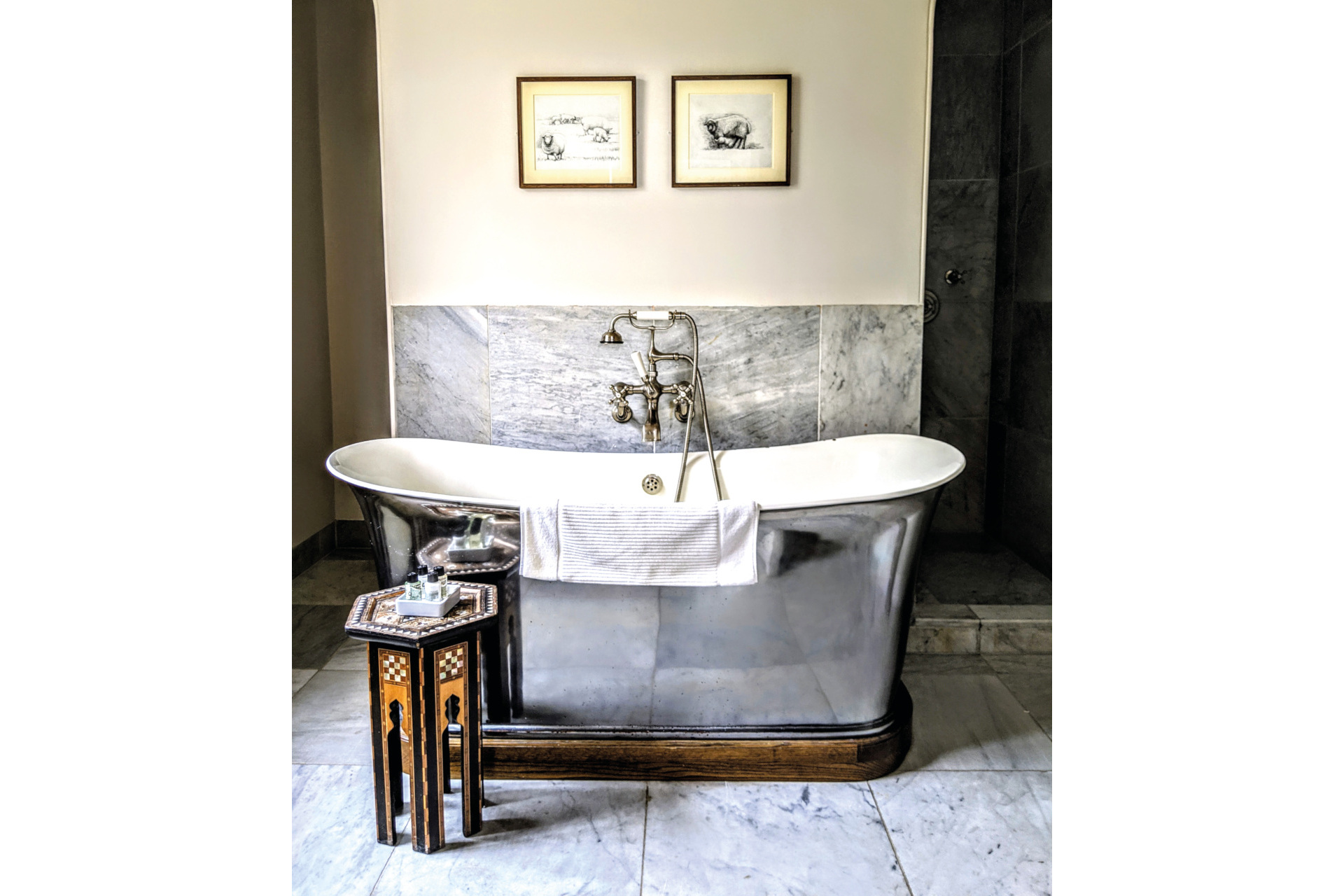 Freestanding silver bathtub