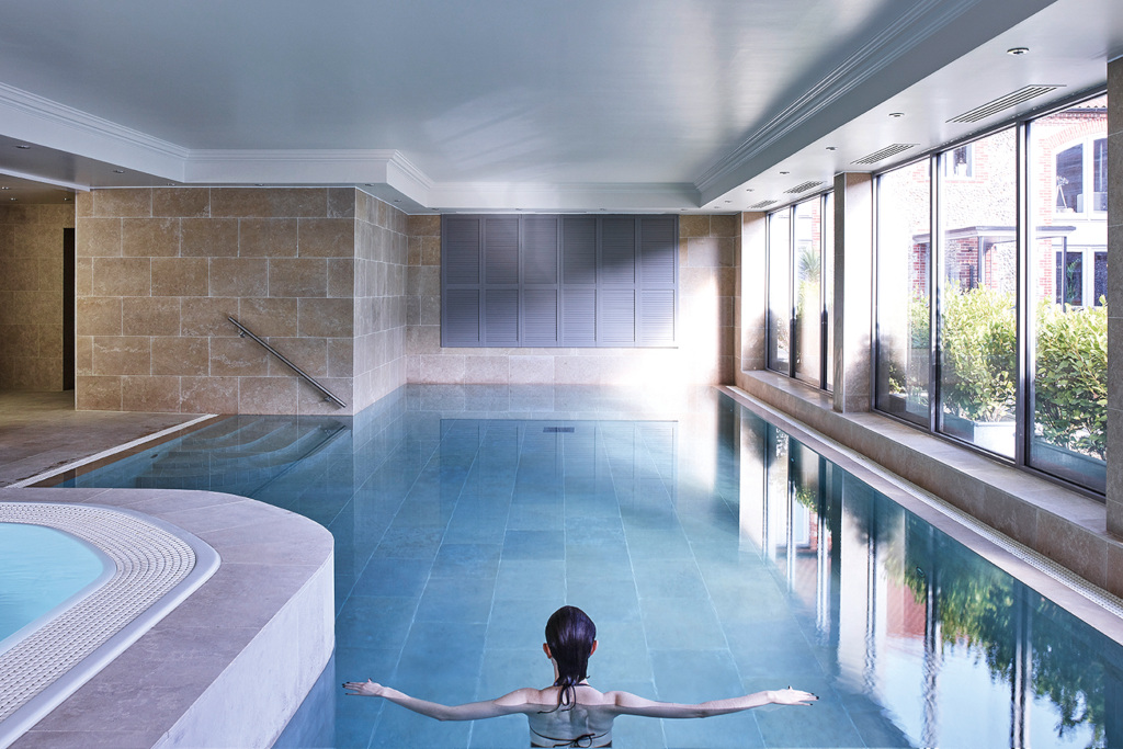 Woman in indoor pool