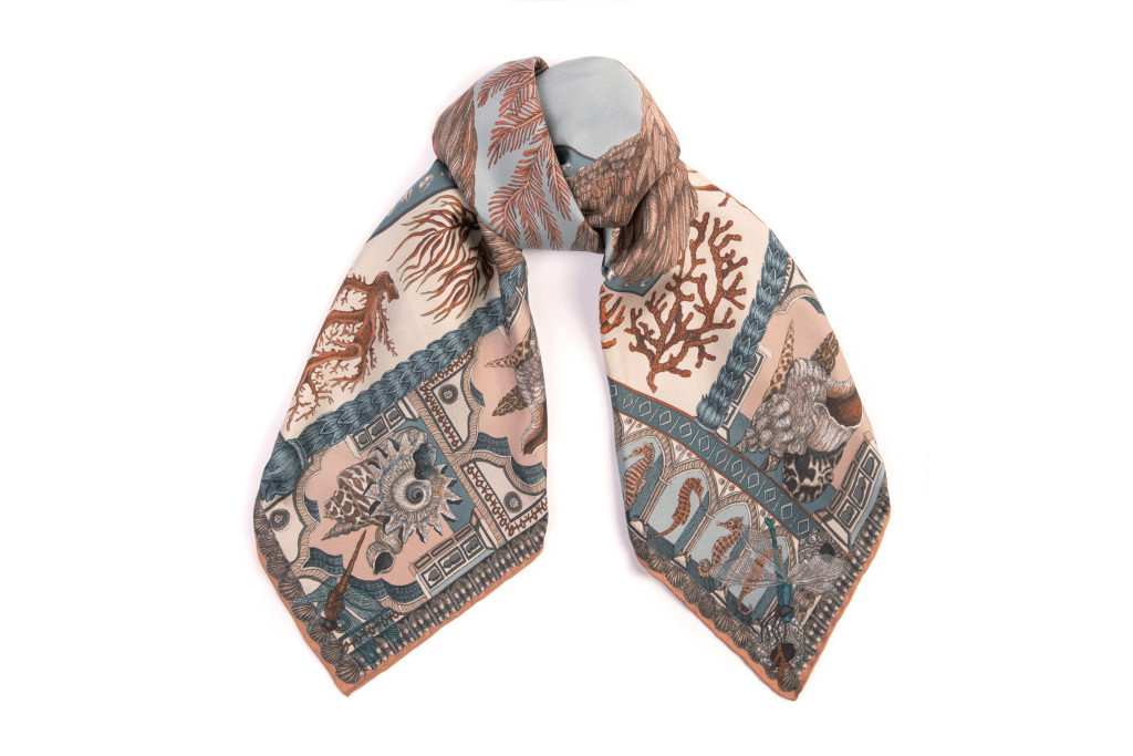 The Pelicans and the Sea Wool Silk Shawl