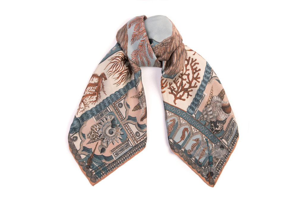 The Pelicans and the Sea Wool Silk Shawl