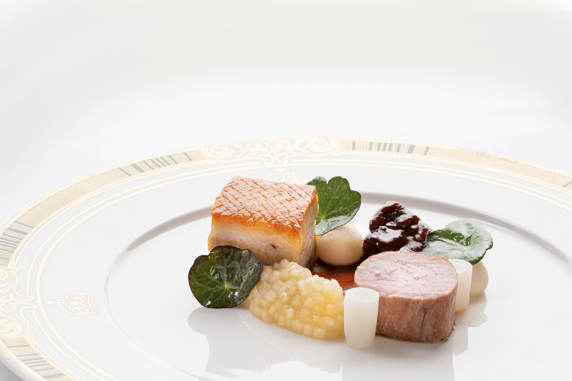 Plate of food at Thornbury Castle hotel.