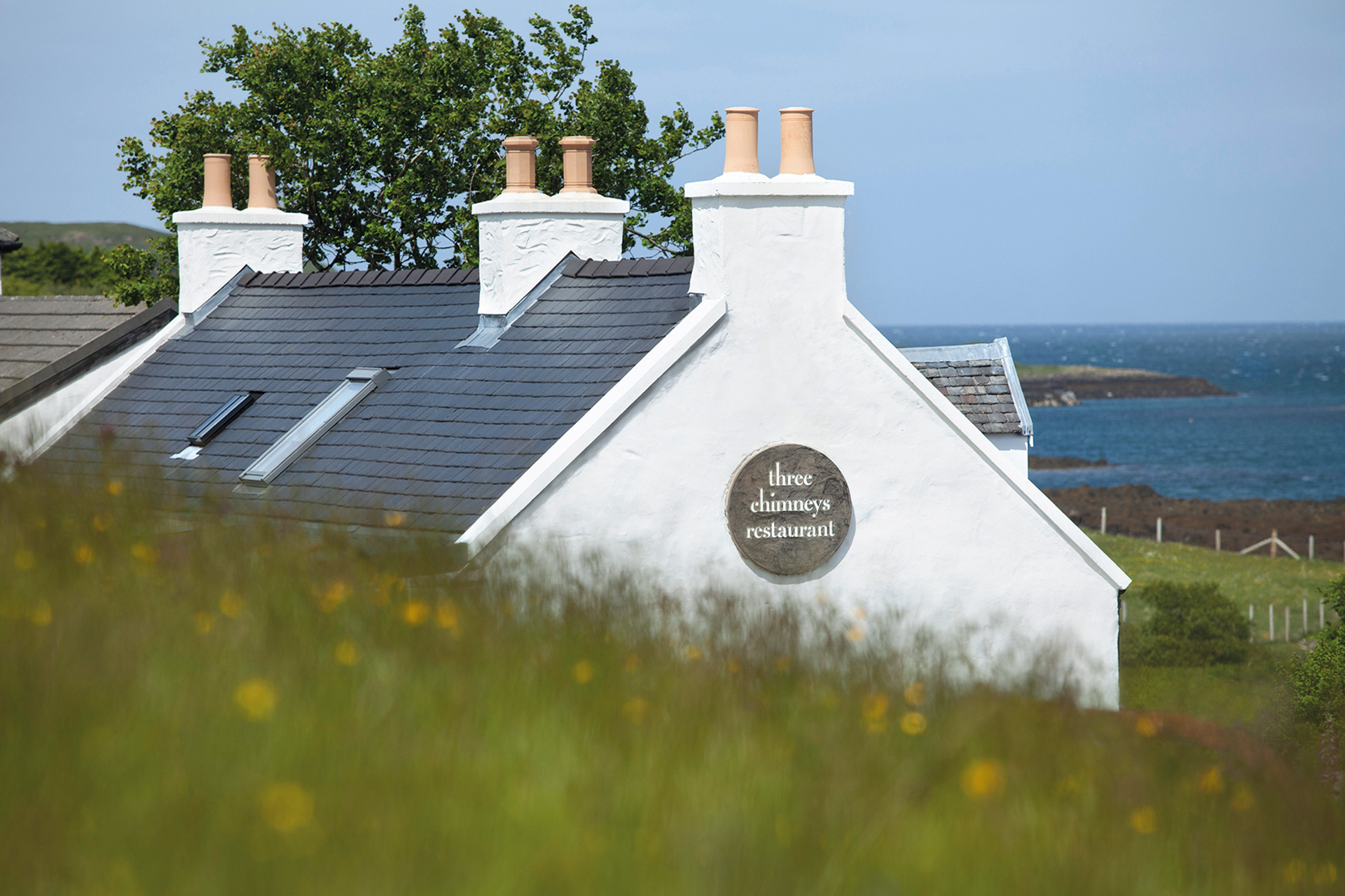 Exterior of the Three Chimneys Hotel.