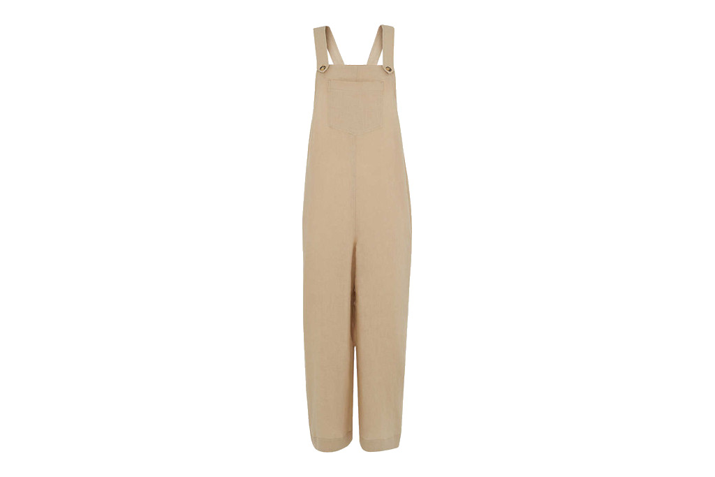 Beige linen overalls