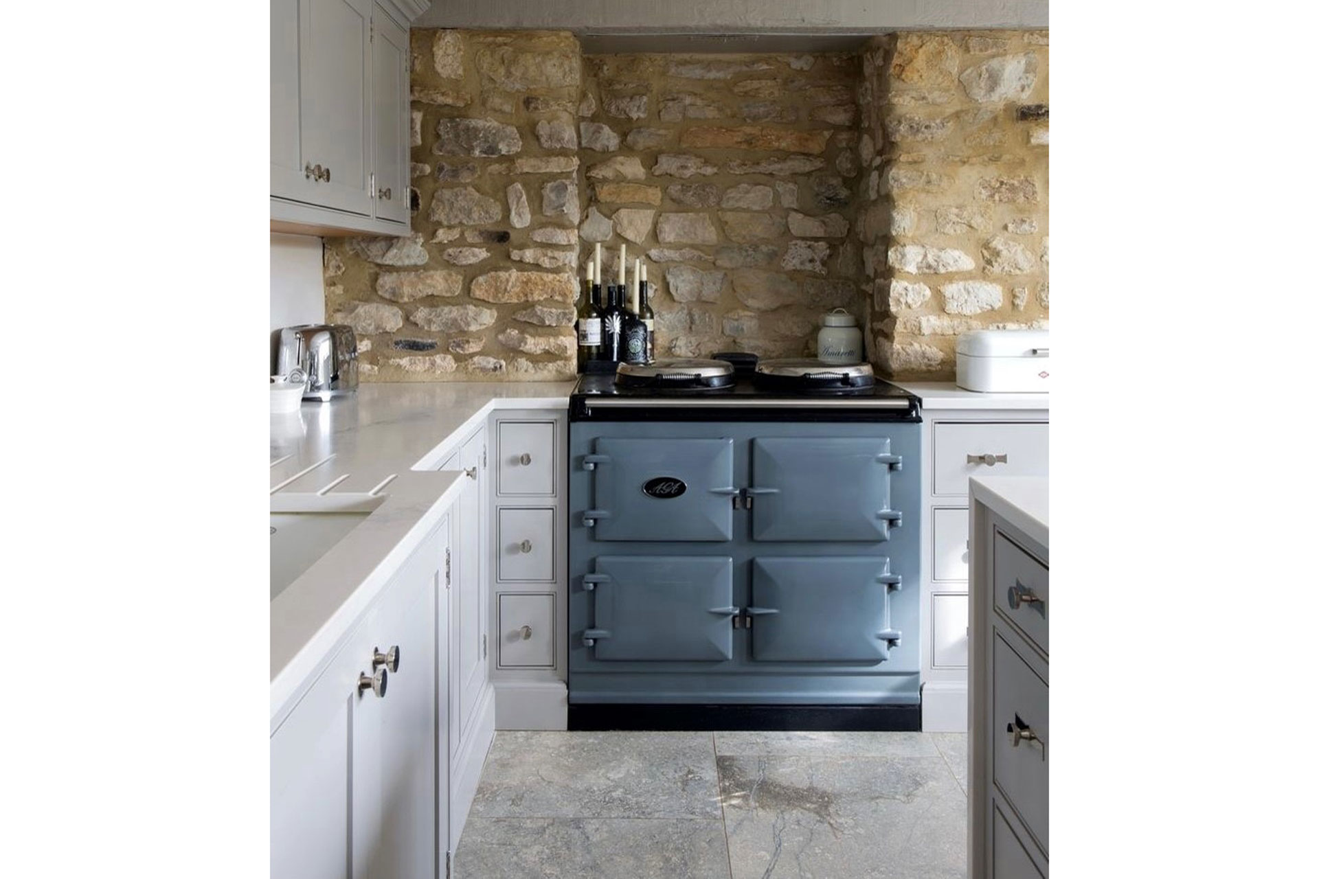 Blue Aga in a British Country Kitchen photography by Lucy Walters