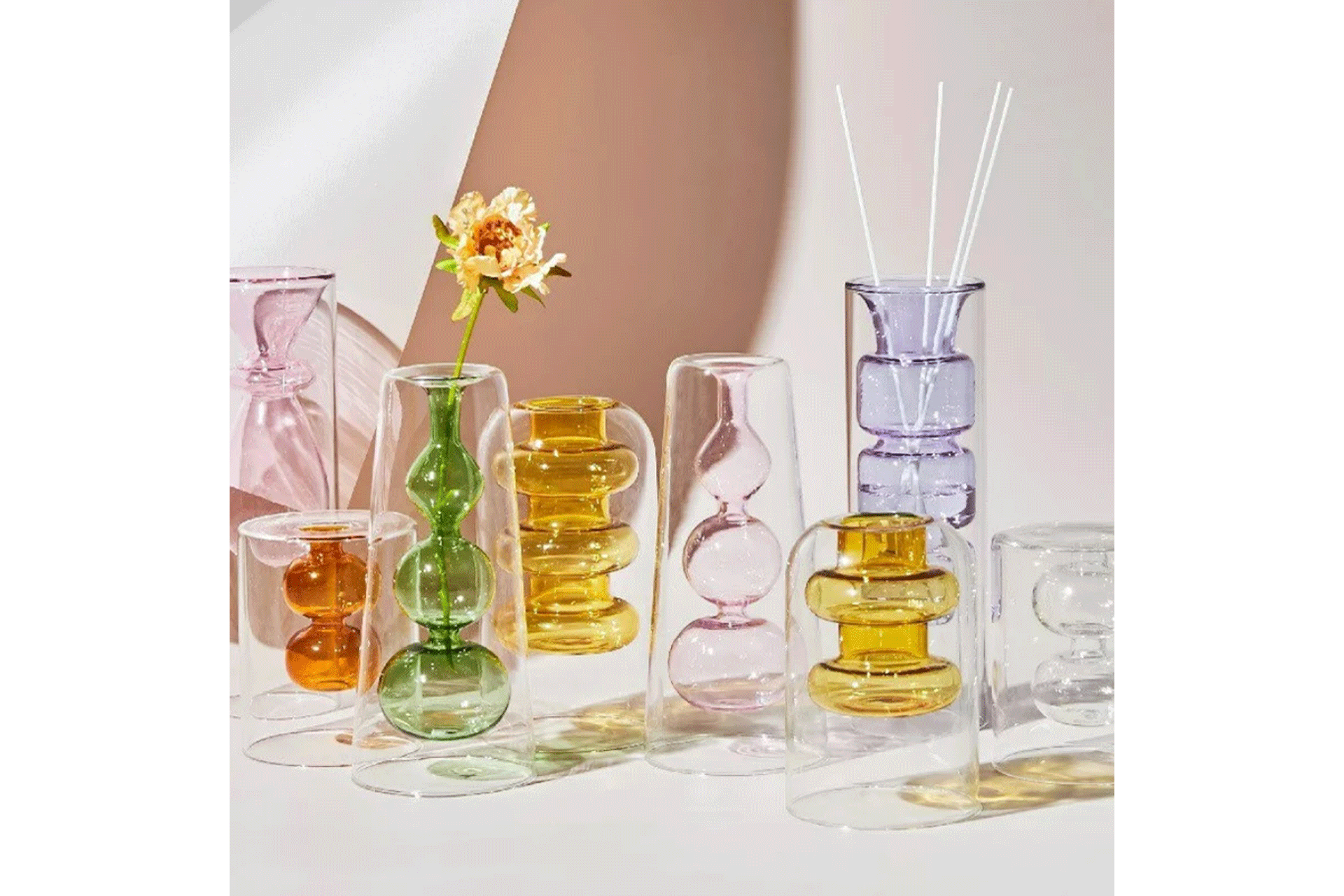 Colorful art nouveau Scandi style vases gift vase small glass incense holder bedroom decoration dining table decor vintage