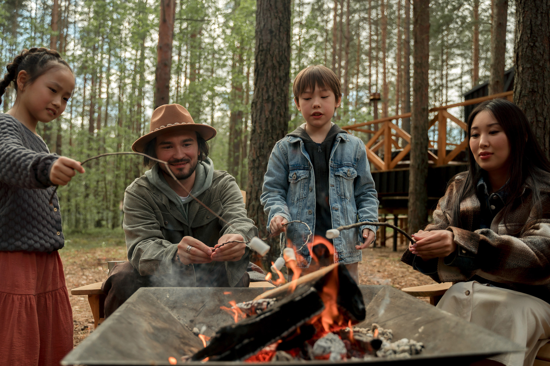 a family camping