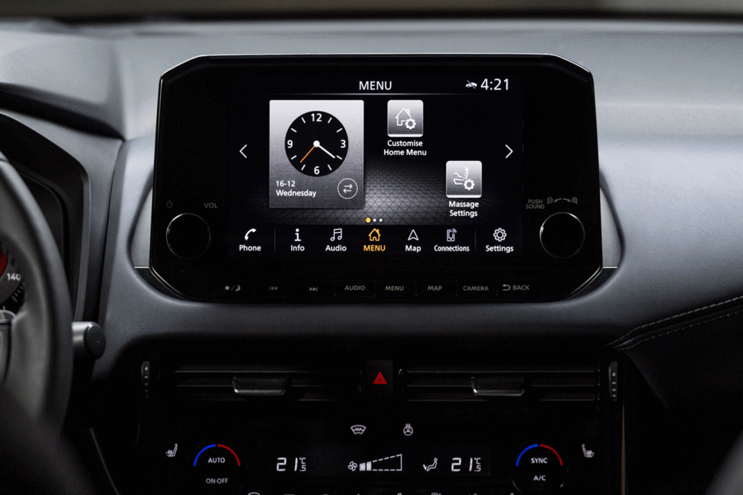 View of infotainment of the Nissan Qashqai Tekna+ DIG-T