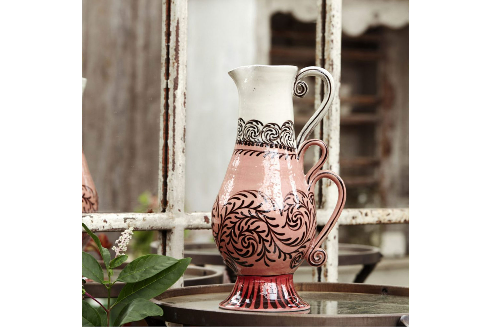 Katrin Moye detailed painted vase sold at Petersham Nurseries