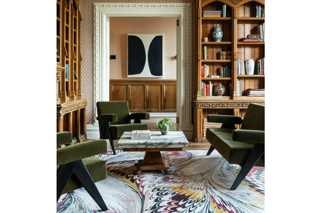 Feather Marble Maroon Rug by Mary Katrantzou The Rug Company