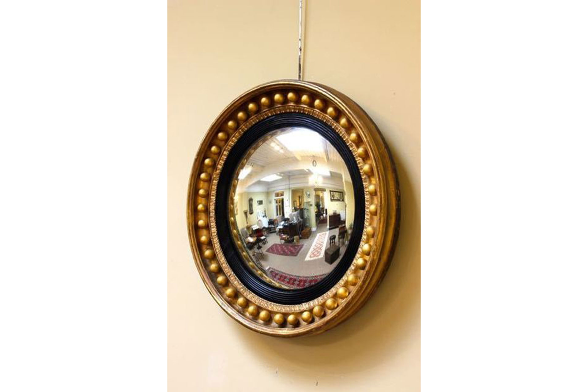 19thc Gilt Wood Convex Mirror, 1800s
