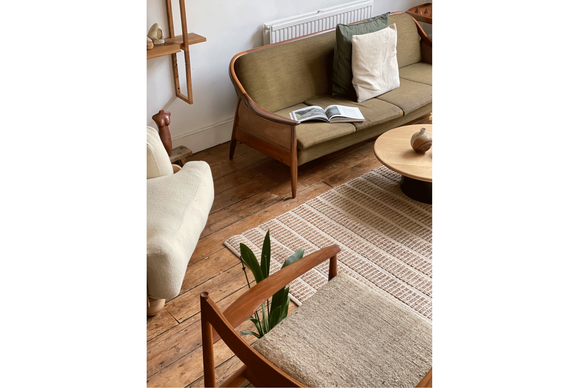 Cream Striped Jute Rug by Piglet in Bed