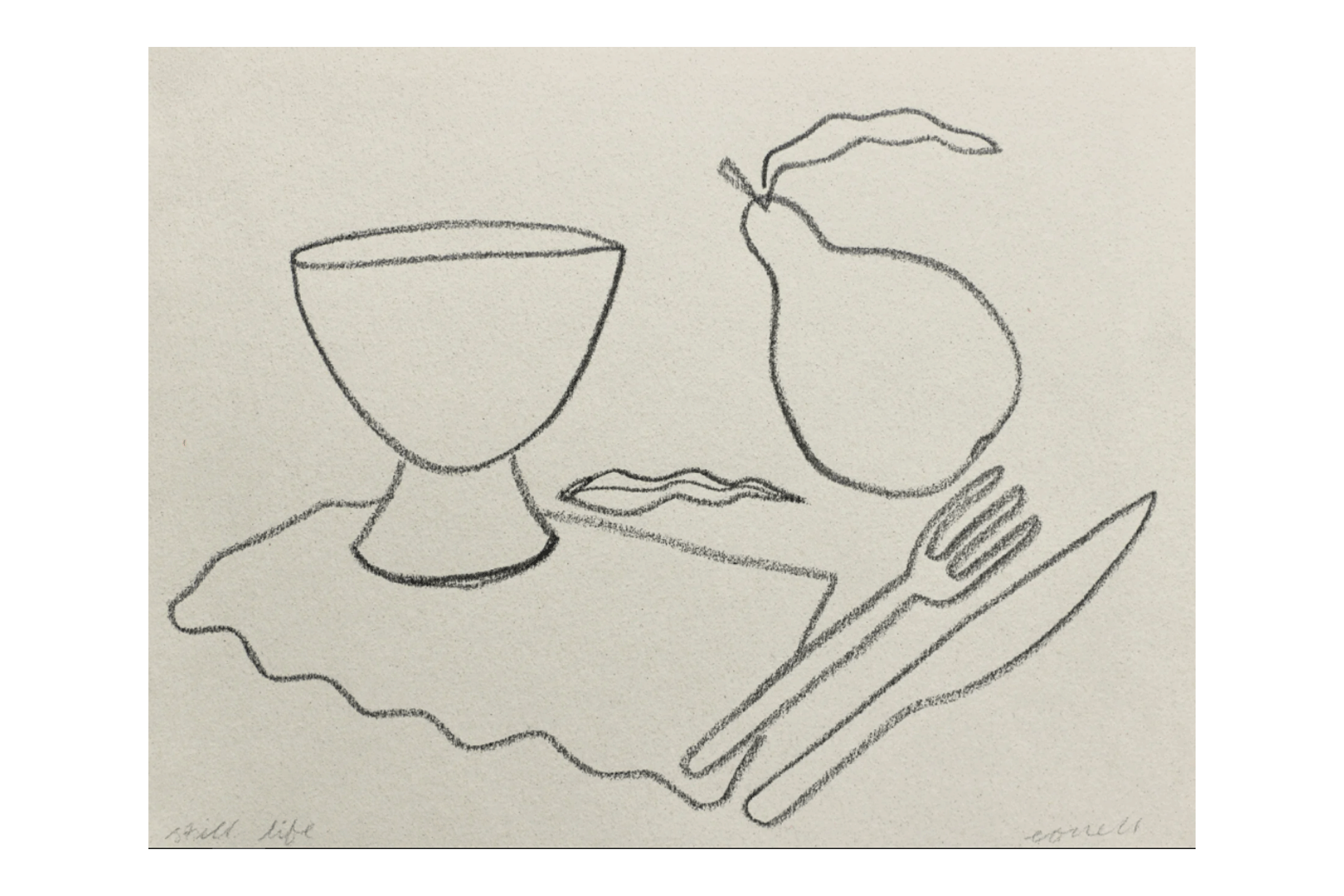 a still life line drawing by Ellie Evelyn Orrell