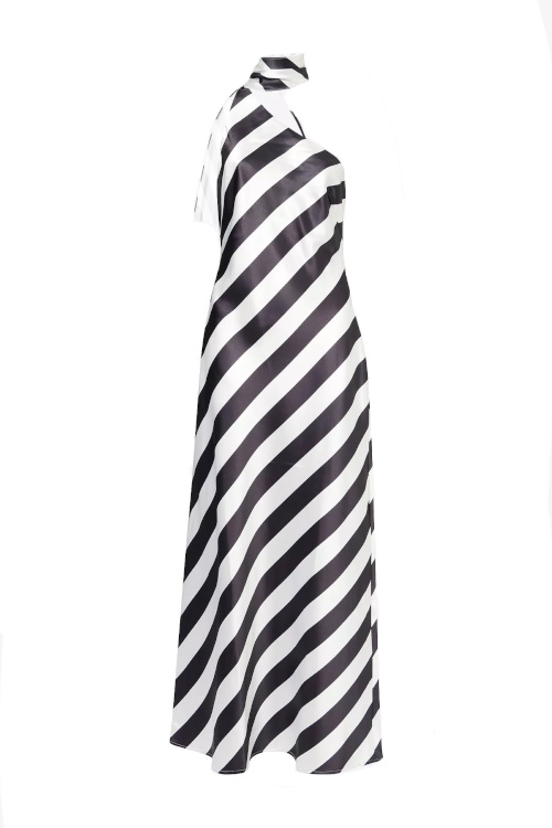 Black and white striped dress