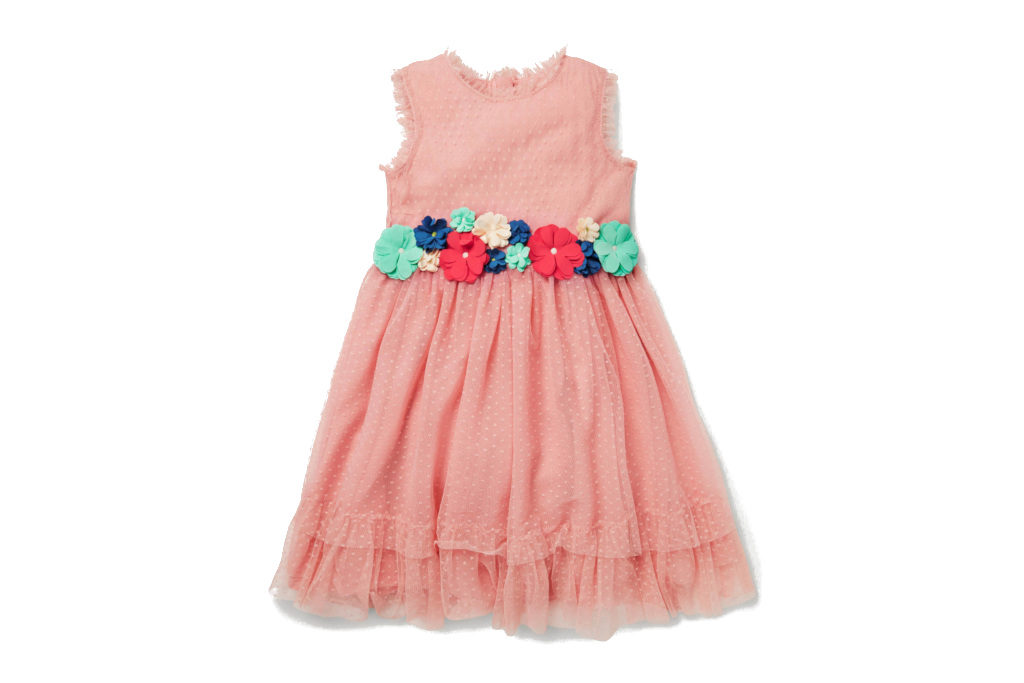 Pink dress with floral belt