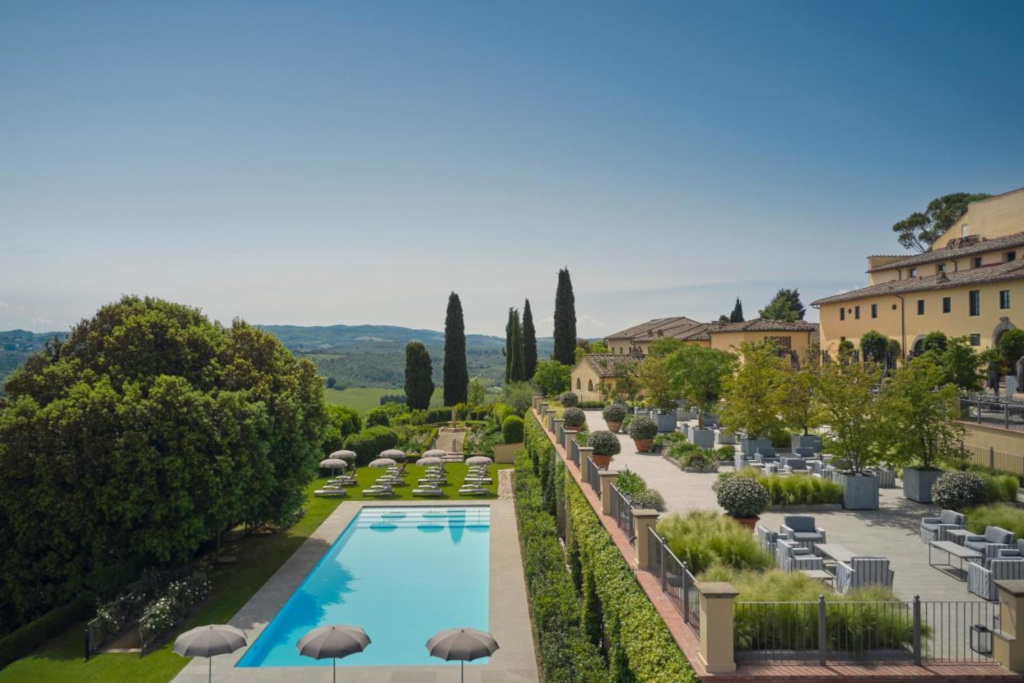 Outdoor pool set in Italian garden