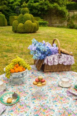 Picnic setup with basket and rug from Coco & Wolf