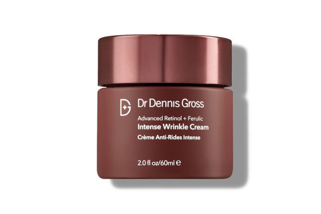 Burgundy tub of retinol cream