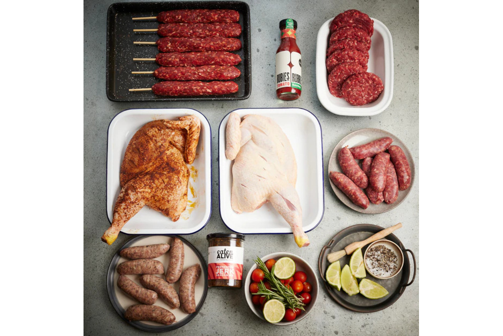 Spread of meat items for a barbeque