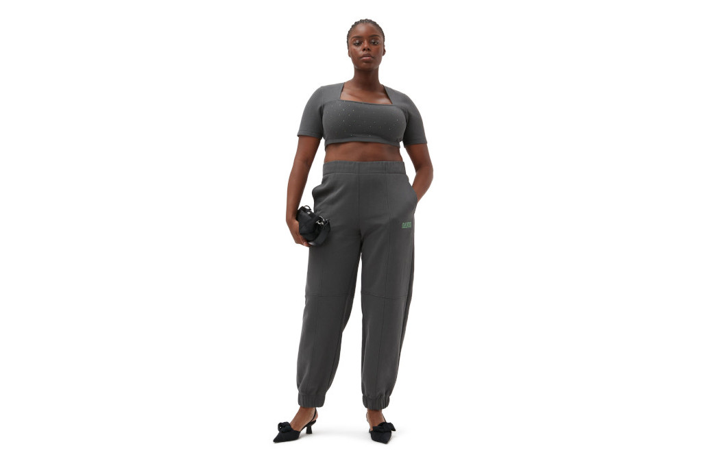 Model in grey top and joggers