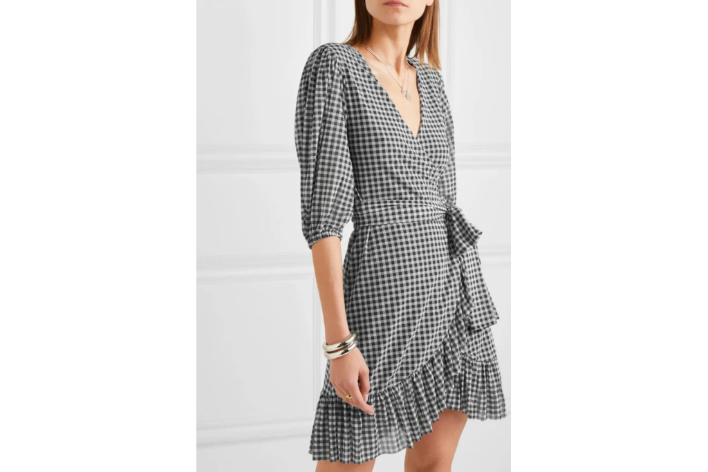 Woman in gingham dress