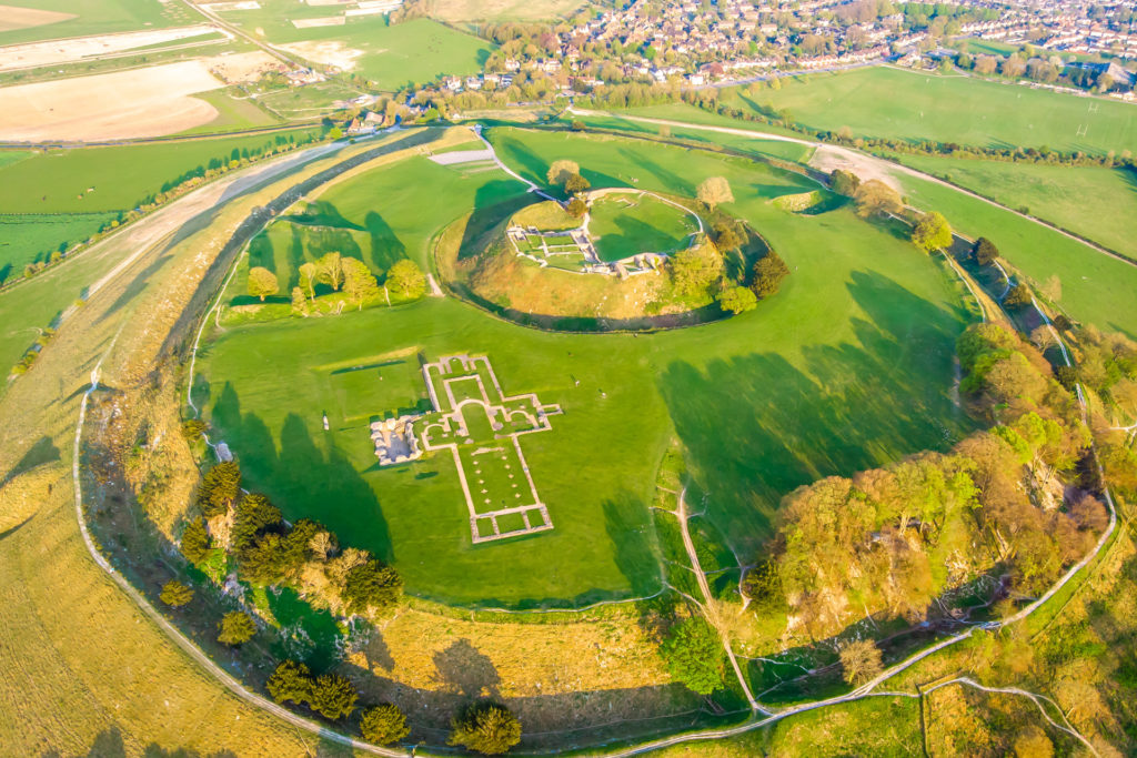 Aerial view of Old Sarum in England