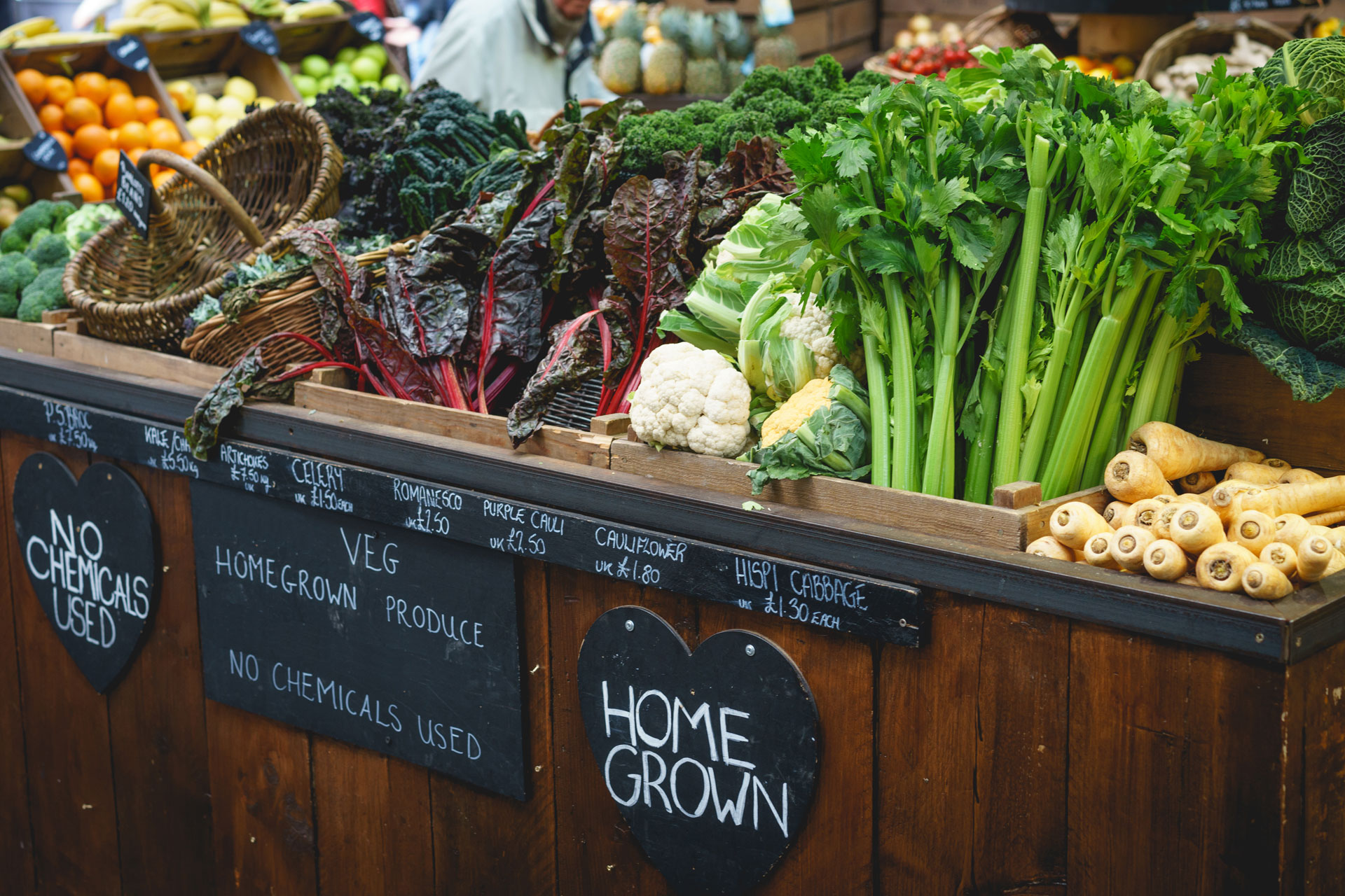 Fruit and vegetables at a market stall