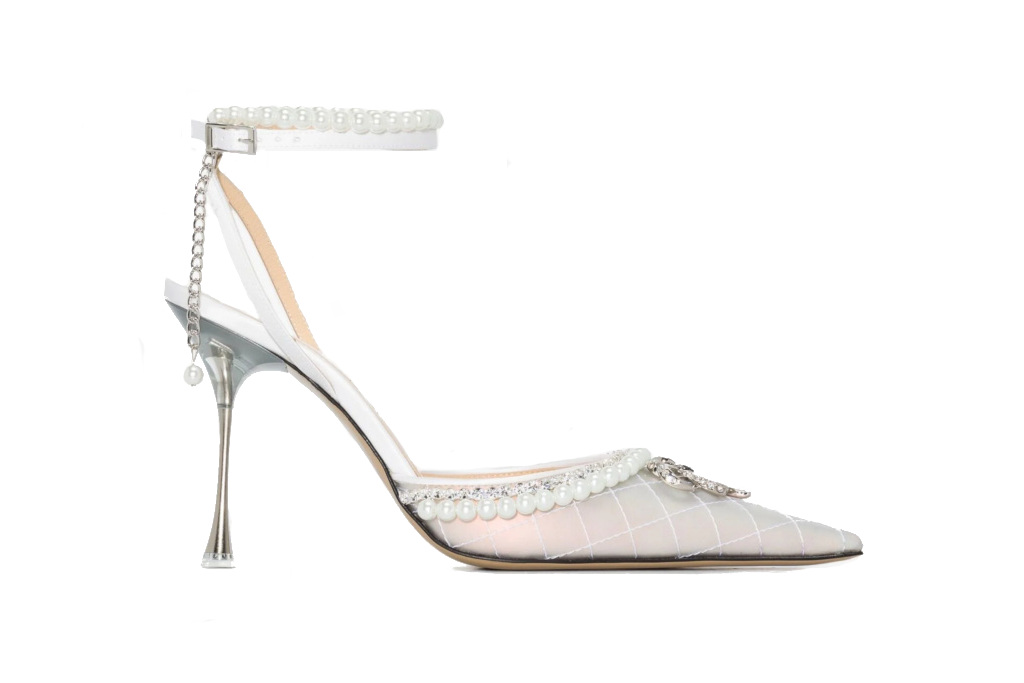 Silver Bow Of Elizabeth 100 Embellished Leather Pumps